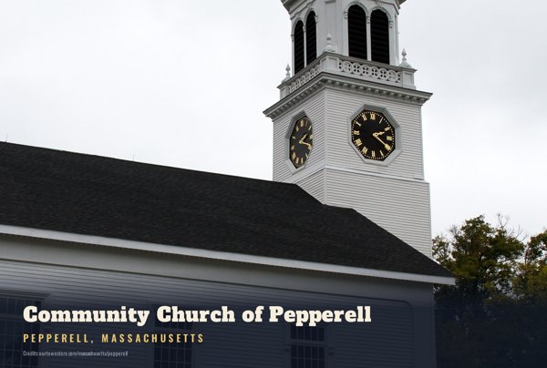 Pepperell Community Church of Pepperell Postcard artwork detail