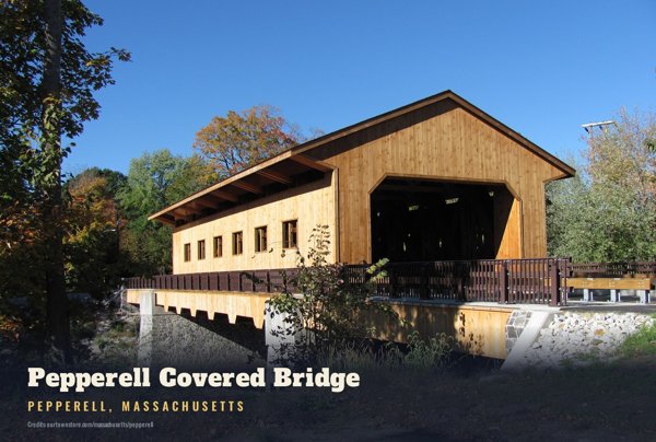 Pepperell Pepperell Covered Bridge Postcard artwork detail