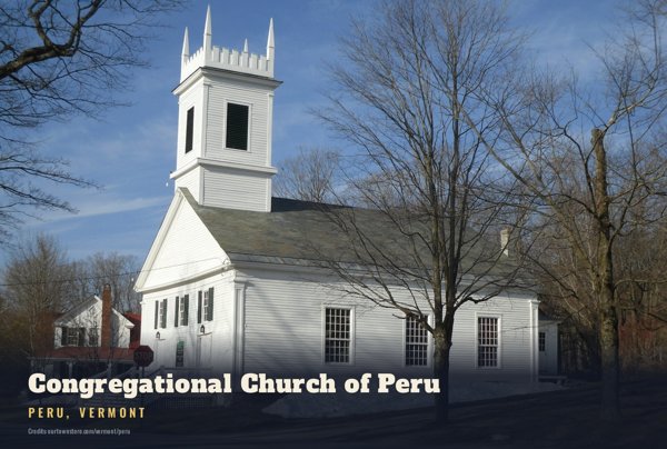 Peru Congregational Church of Peru Postcard artwork detail