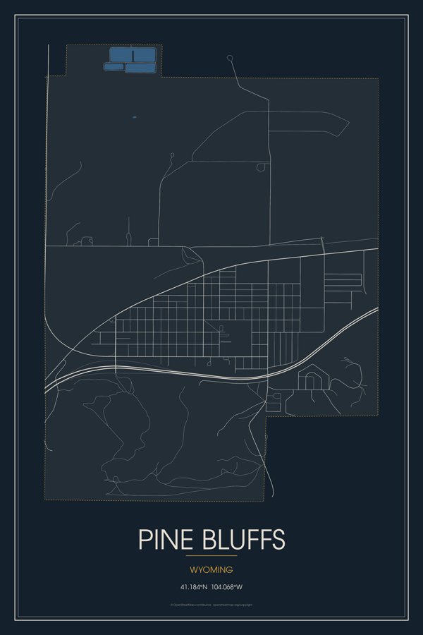 Pine Bluffs Street Map Throw Blanket artwork detail