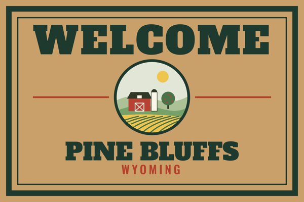 Pine Bluffs Welcome Doormat artwork detail