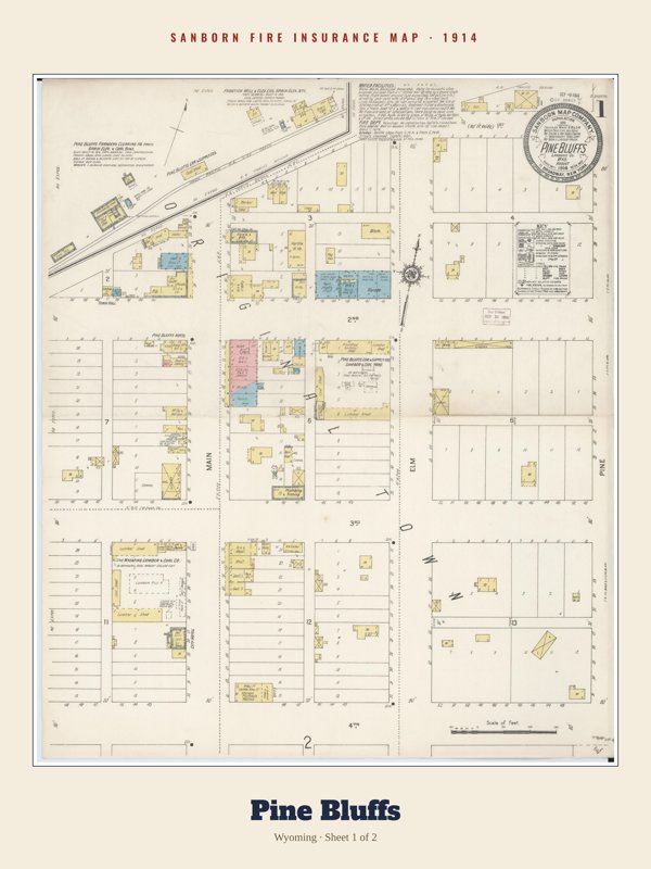 Pine Bluffs Sanborn Map Print artwork detail