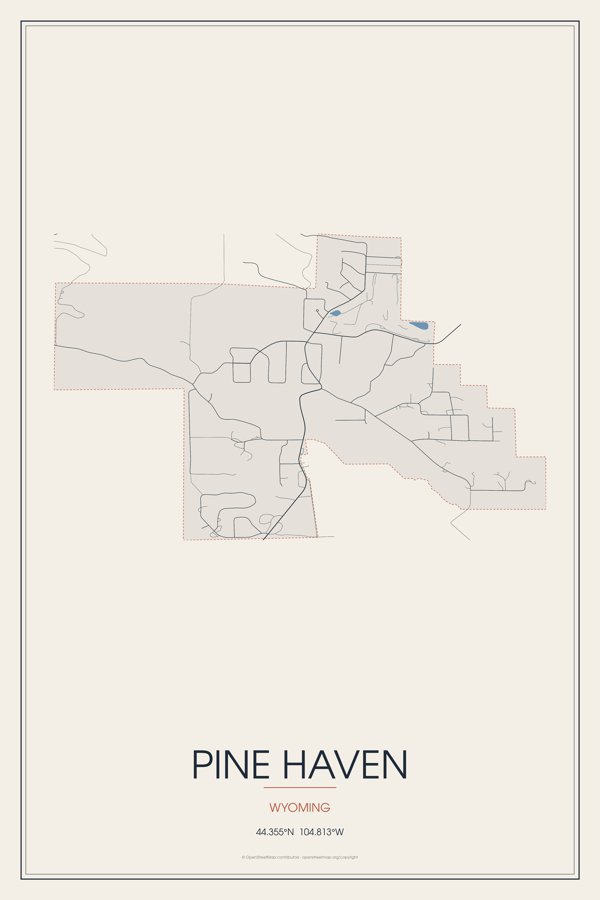 Pine Haven Street Map Poster · Linen artwork detail