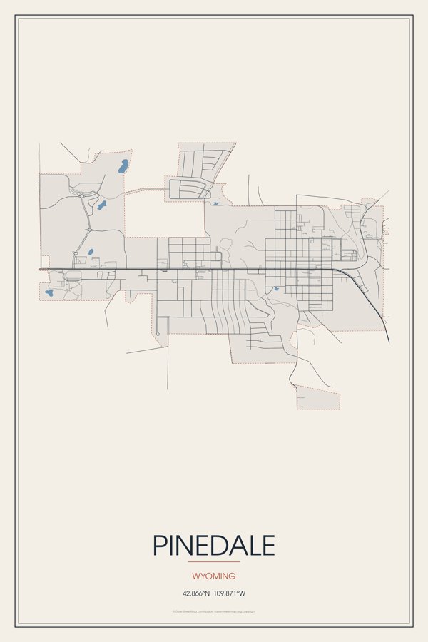 Pinedale Street Map Poster · Linen artwork detail