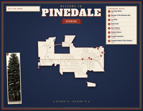 Pinedale Map Placemat artwork detail
