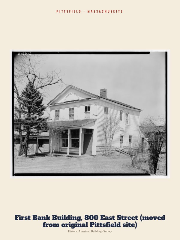 Pittsfield First Bank Building, 800 East Street (moved from original Pittsfield site) Archive Print artwork detail