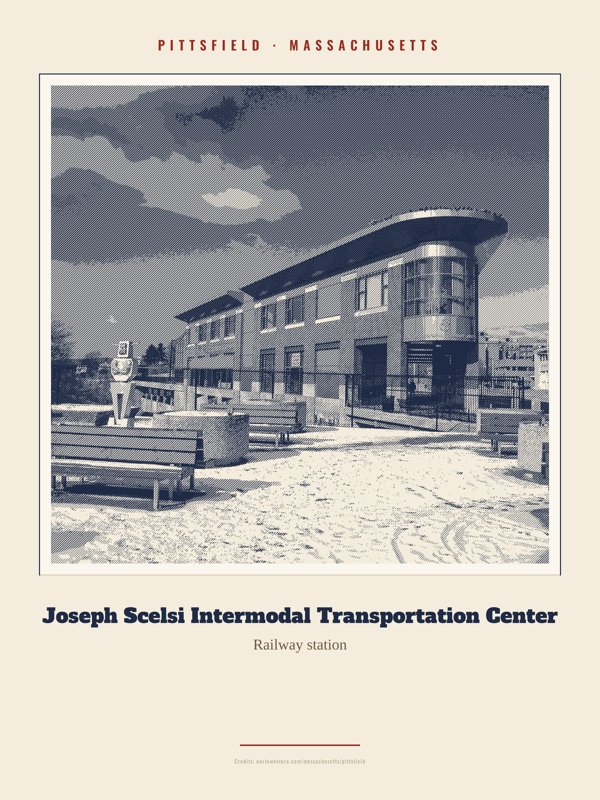 Pittsfield Joseph Scelsi Intermodal Transportation Center Landmark Print artwork detail