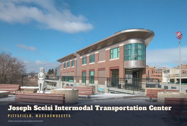 Pittsfield Joseph Scelsi Intermodal Transportation Center Postcard artwork detail