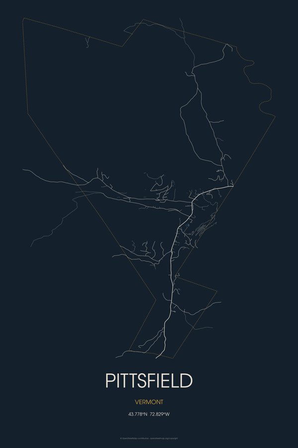Pittsfield Street Map Poster · Midnight artwork detail