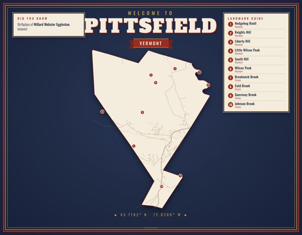 Pittsfield Map Placemat artwork detail