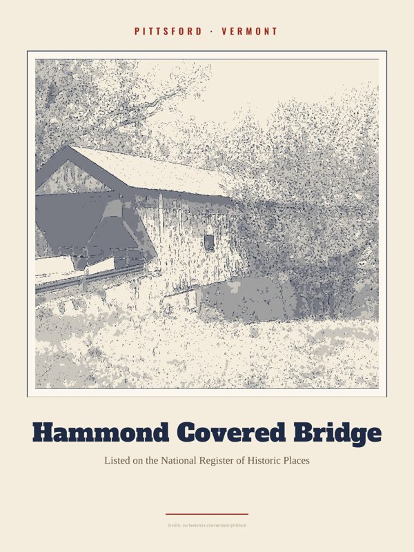 Pittsford Hammond Covered Bridge Landmark Print artwork detail