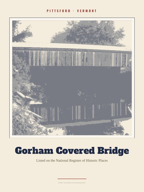 Pittsford Gorham Covered Bridge Landmark Print artwork detail