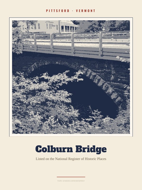 Pittsford Colburn Bridge Landmark Print artwork detail