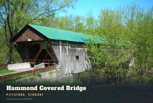 Pittsford Hammond Covered Bridge Postcard artwork detail