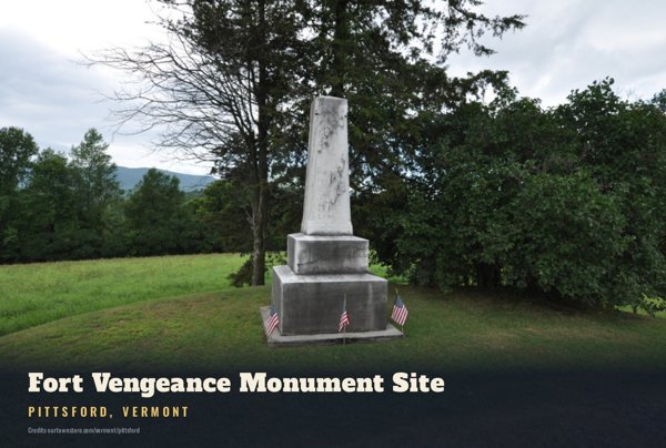 Pittsford Fort Vengeance Monument Site Postcard artwork detail