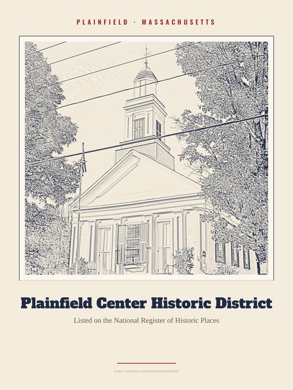 Plainfield Plainfield Center Historic District Landmark Print artwork detail