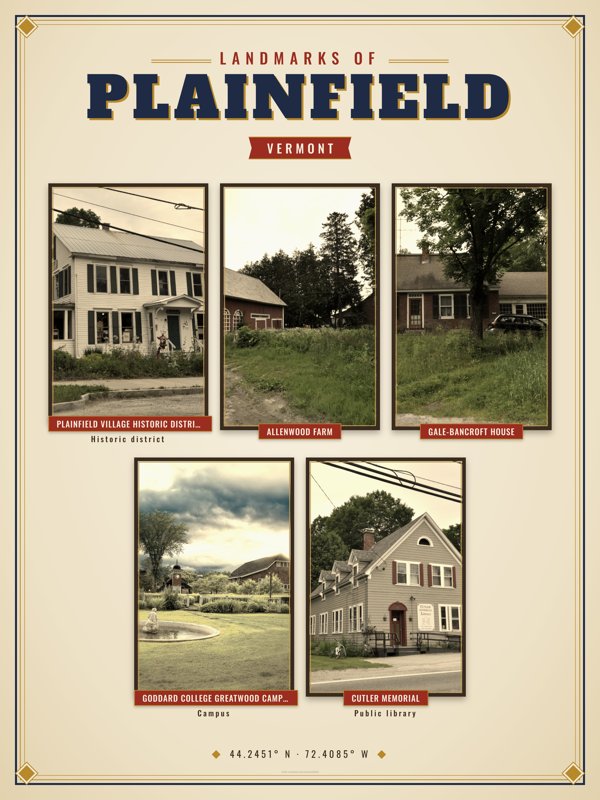 Plainfield Landmarks Photo Poster artwork detail