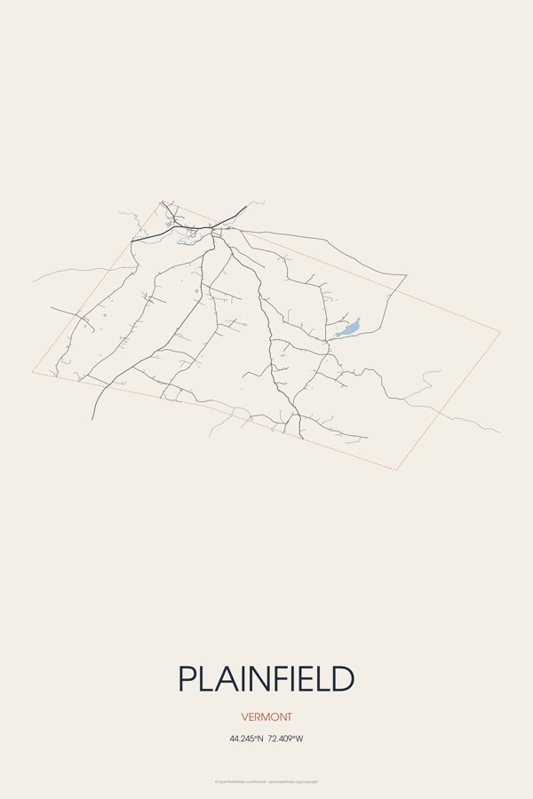 Plainfield Street Map Poster · Linen artwork detail