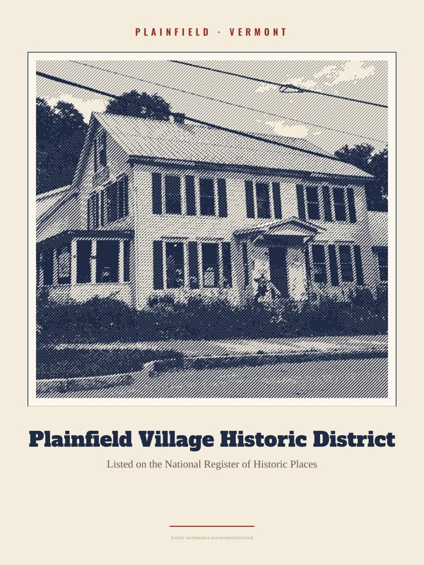 Plainfield Plainfield Village Historic District Landmark Print artwork detail