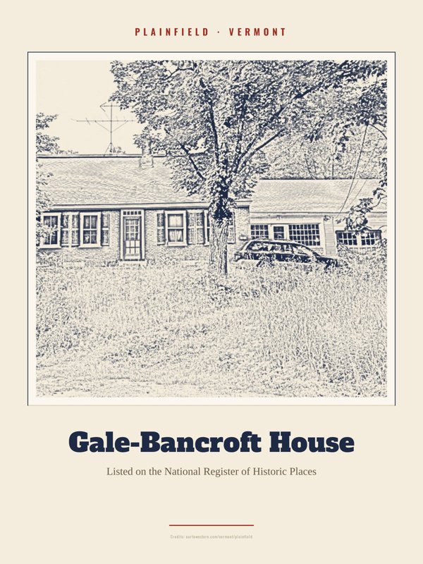 Plainfield Gale-Bancroft House Landmark Print artwork detail