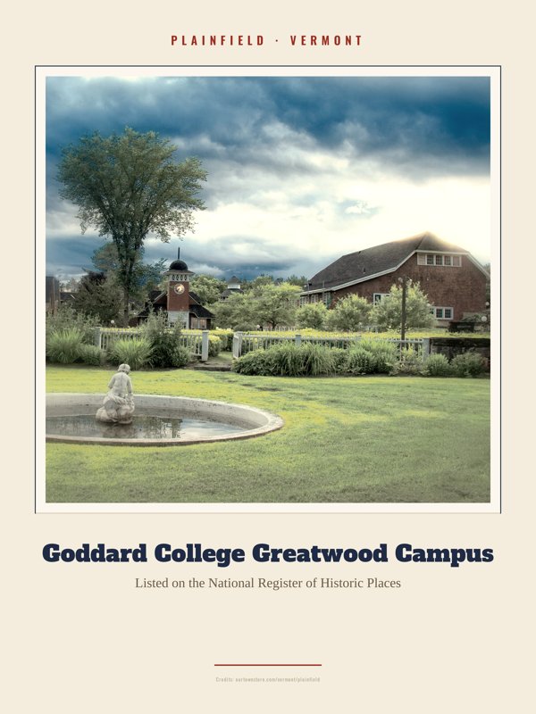 Plainfield Goddard College Greatwood Campus Landmark Print artwork detail