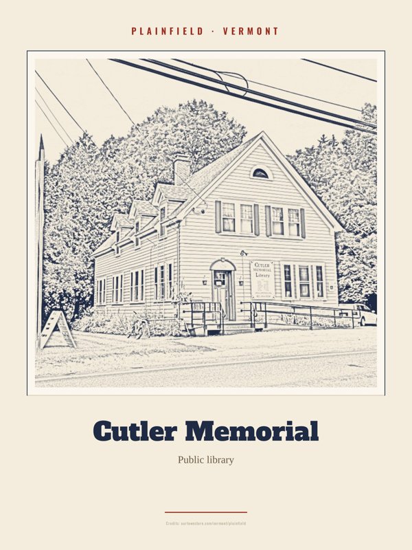 Plainfield Cutler Memorial Landmark Print artwork detail