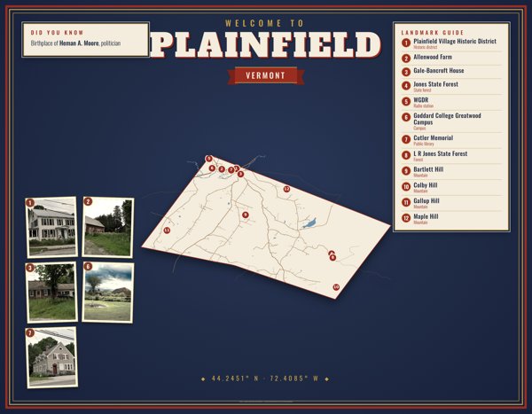 Plainfield Map Placemat artwork detail