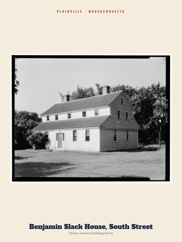 Plainville Benjamin Slack House, South Street Archive Print artwork detail