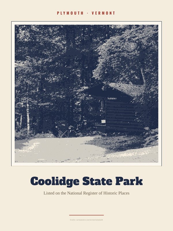 Plymouth Coolidge State Park Landmark Print artwork detail