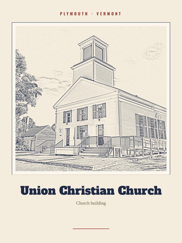 Plymouth Union Christian Church Landmark Print artwork detail