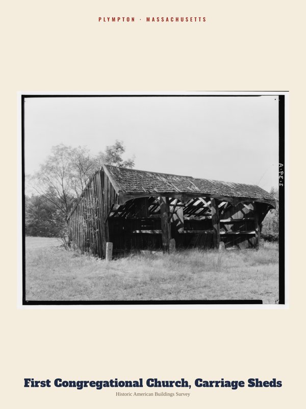Plympton First Congregational Church, Carriage Sheds Archive Print artwork detail