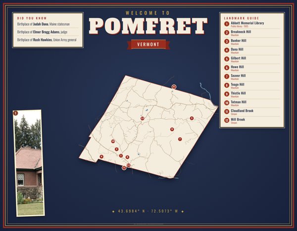 Pomfret Map Placemat artwork detail