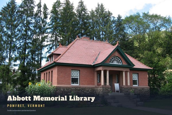 Pomfret Abbott Memorial Library Postcard artwork detail