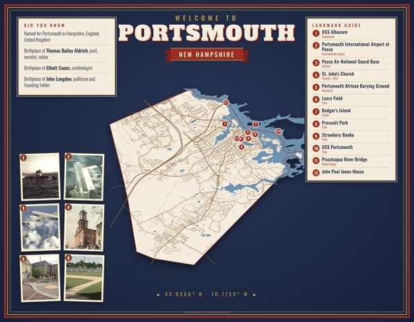 Portsmouth Map Placemat artwork detail