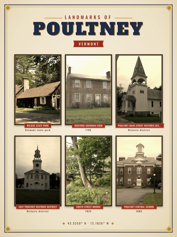 Poultney Landmarks Photo Poster artwork detail