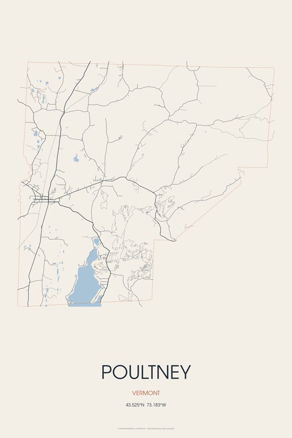 Poultney Street Map Poster · Linen artwork detail