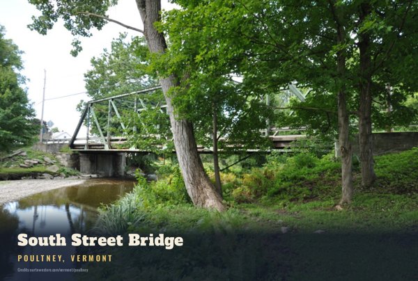 Poultney South Street Bridge Postcard artwork detail