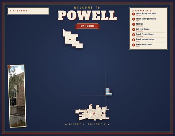 Powell Map Placemat artwork detail