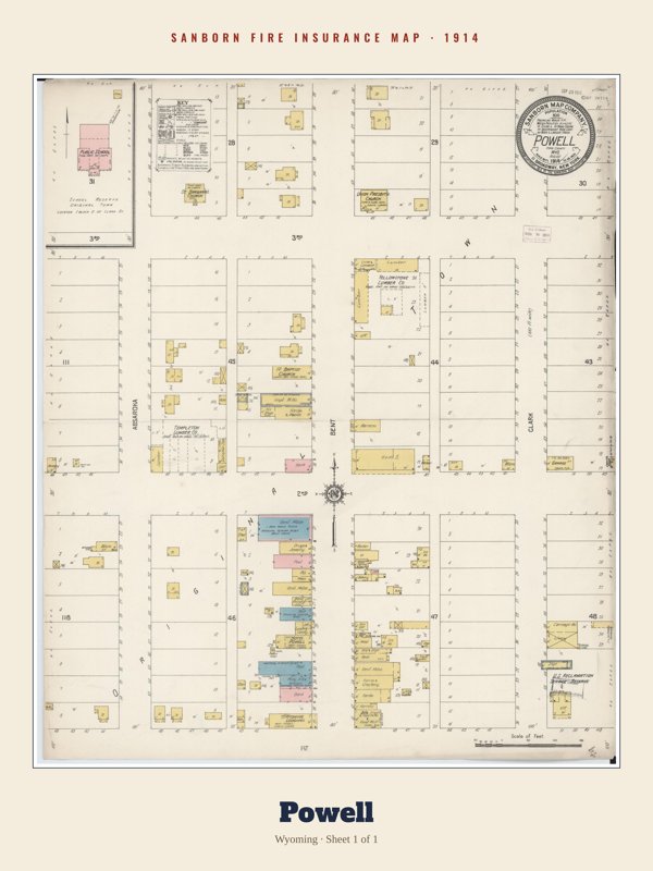 Powell Sanborn Map Print artwork detail