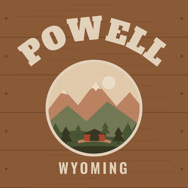 Powell Hometown Wood Sign artwork detail