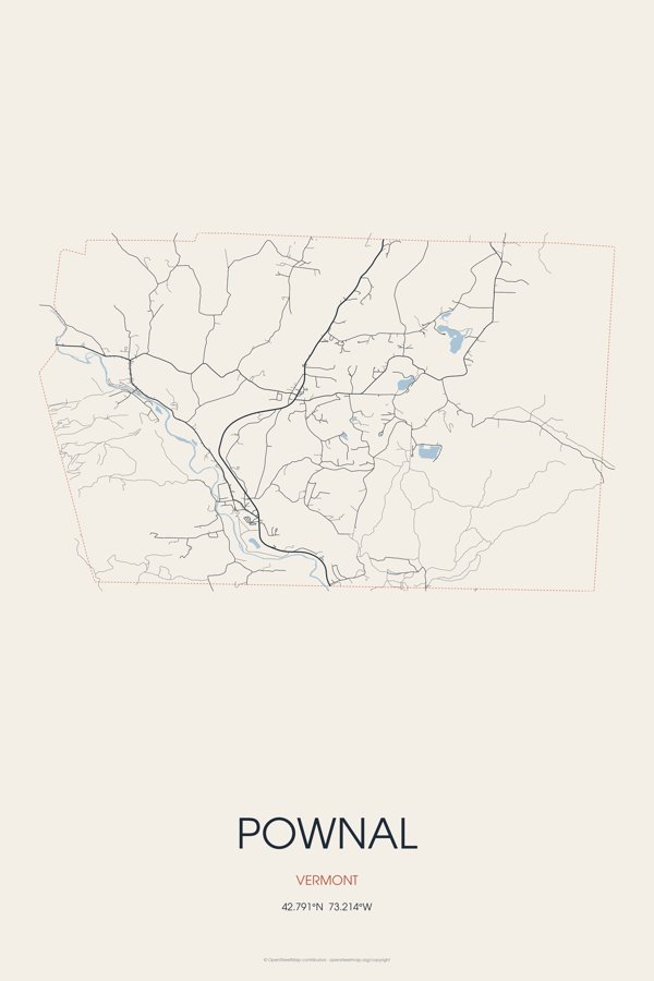 Pownal Street Map Poster · Linen artwork detail