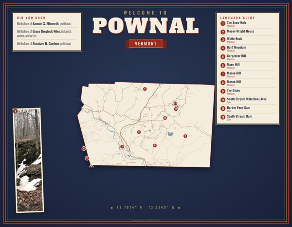 Pownal Map Placemat artwork detail