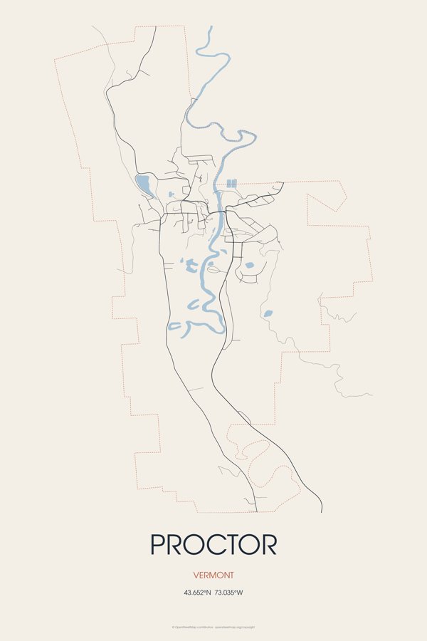 Proctor Street Map Poster · Linen artwork detail