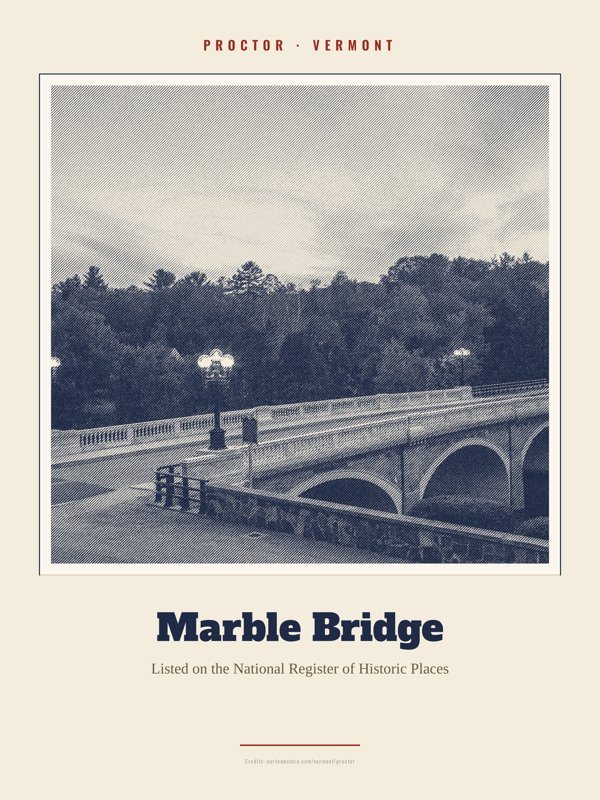 Proctor Marble Bridge Landmark Print artwork detail
