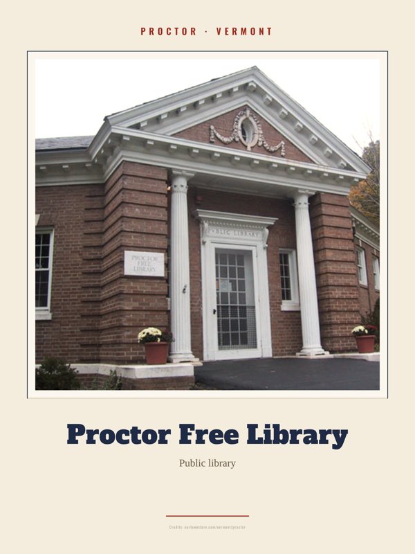 Proctor Proctor Free Library Landmark Print artwork detail