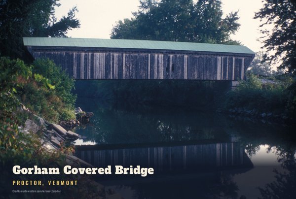 Proctor Gorham Covered Bridge Postcard artwork detail
