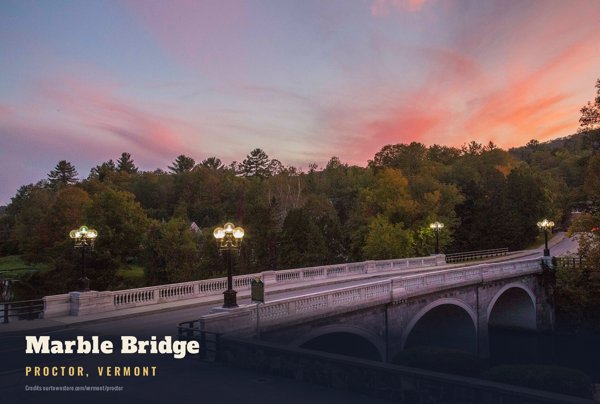 Proctor Marble Bridge Postcard artwork detail