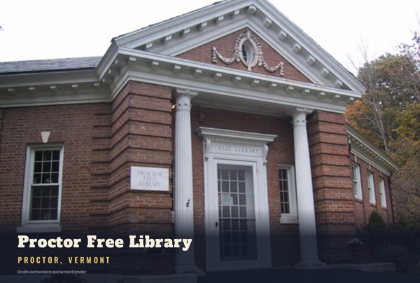 Proctor Proctor Free Library Postcard artwork detail