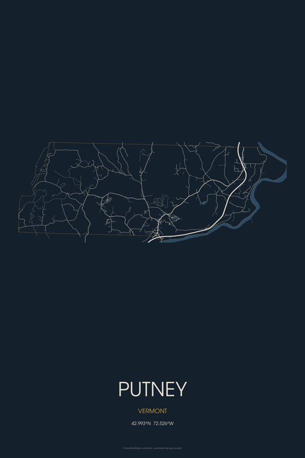 Putney Street Map Poster · Midnight artwork detail