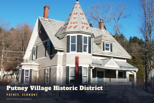 Putney Putney Village Historic District Postcard artwork detail